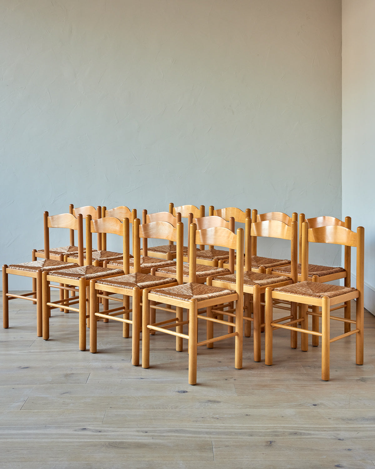 Set of 14 Rush Dining Chairs