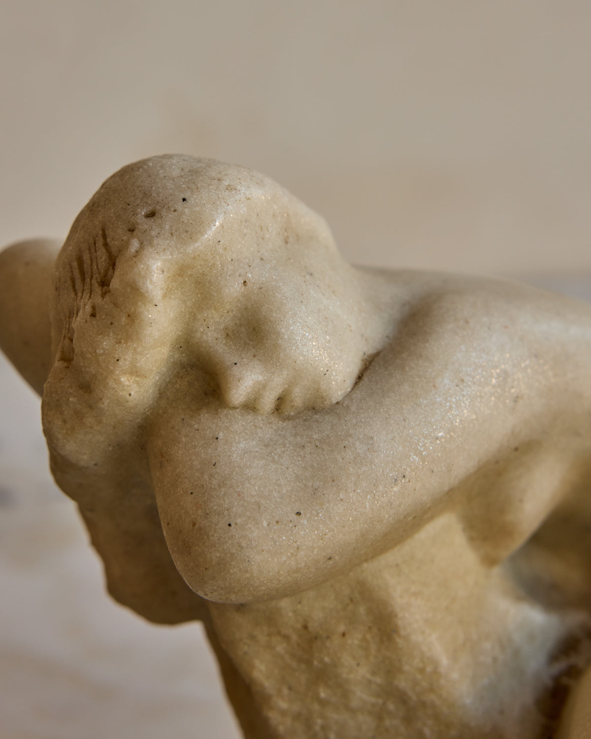 "The Dreamer" Marble Reclining Figure Sculpture