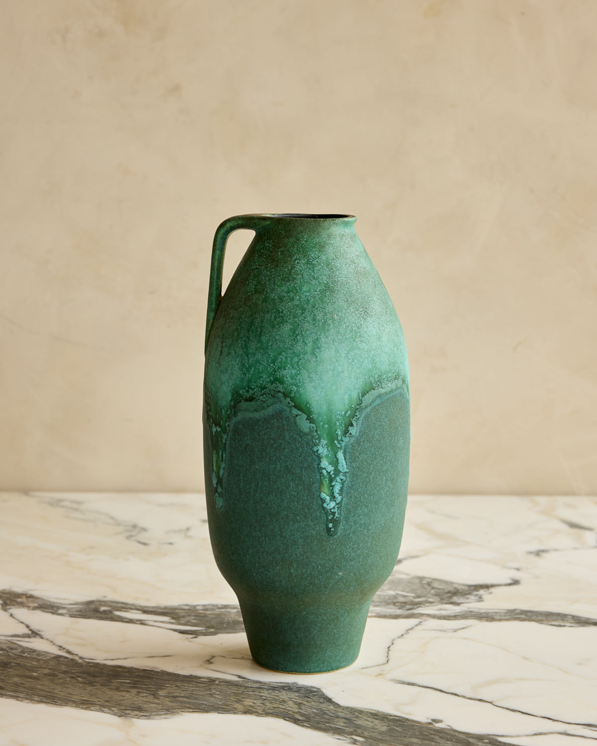 Layered Green Vase with Handle
