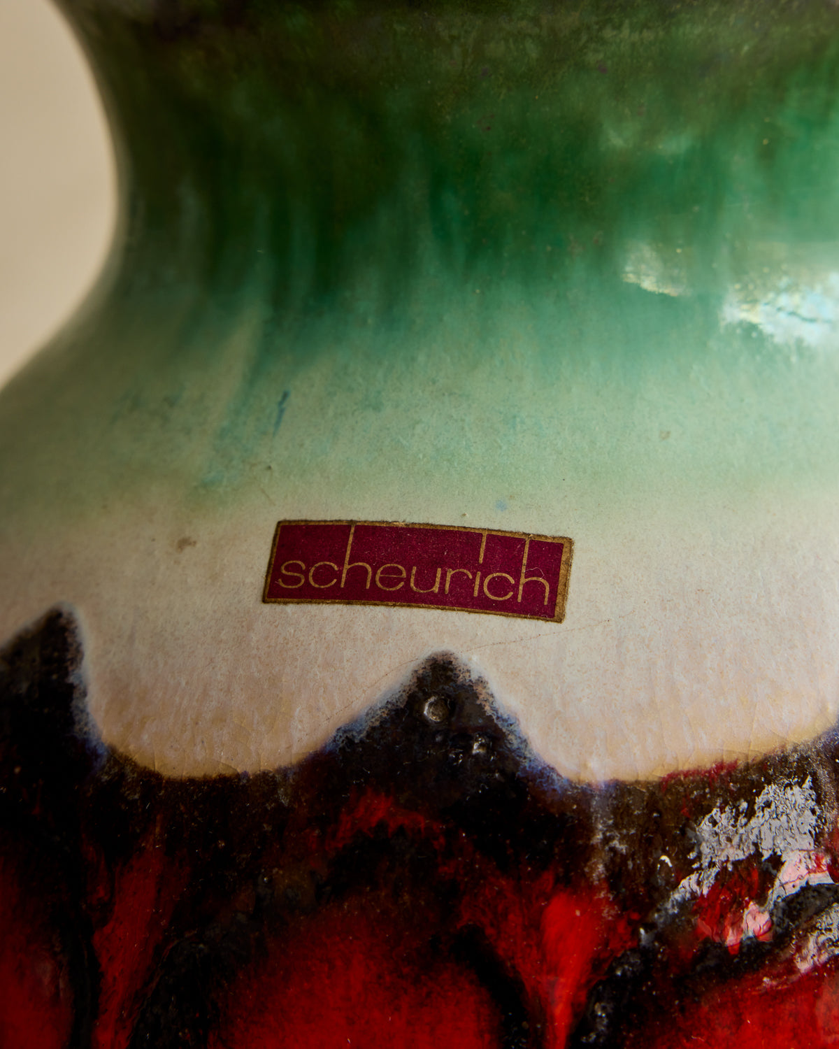 Scheurich-Keramik Turquoise + Fire Red Fat Lava Vase