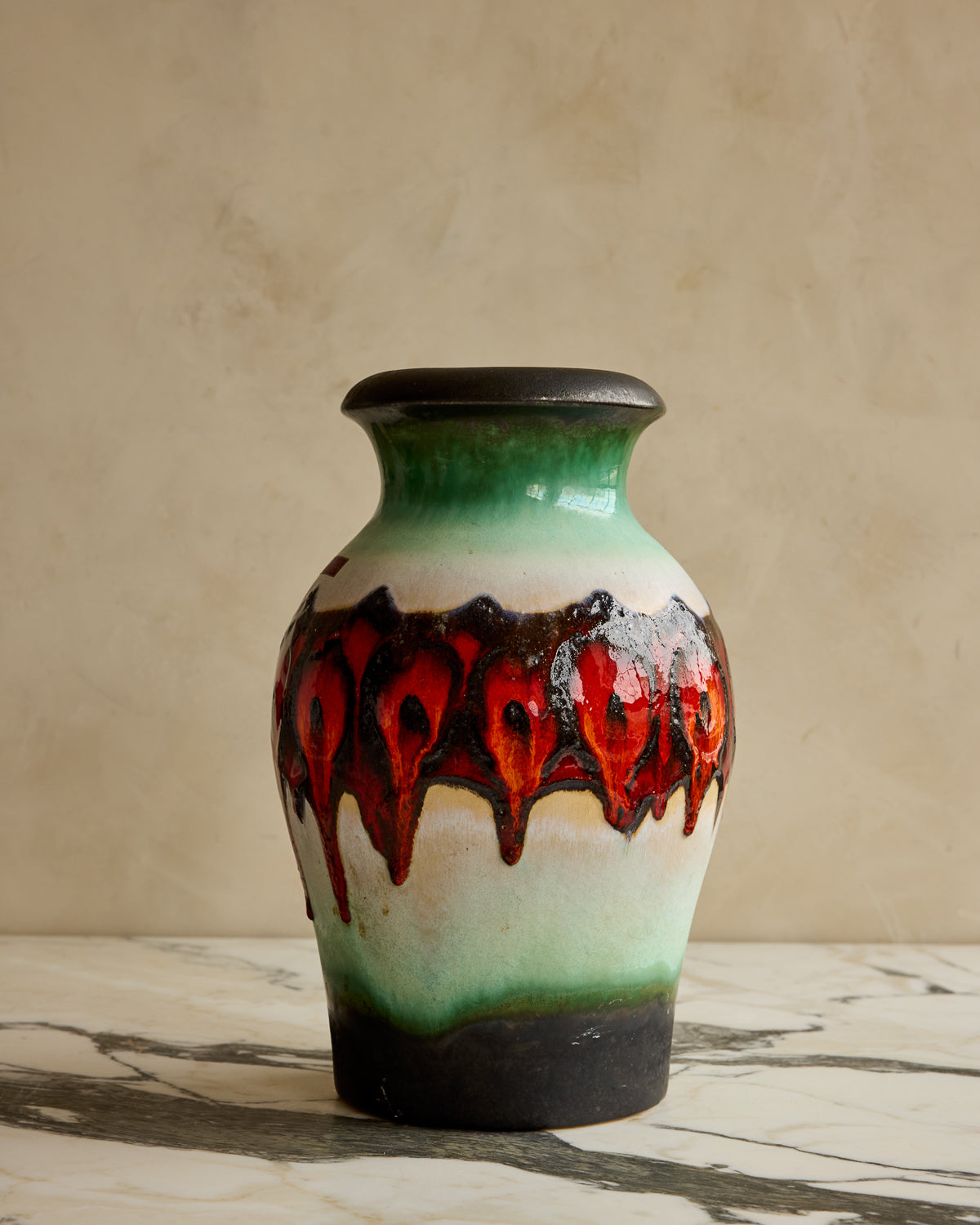Scheurich-Keramik Turquoise + Fire Red Fat Lava Vase