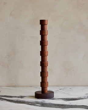 Tall modern black walnut Franc wooden candle holder