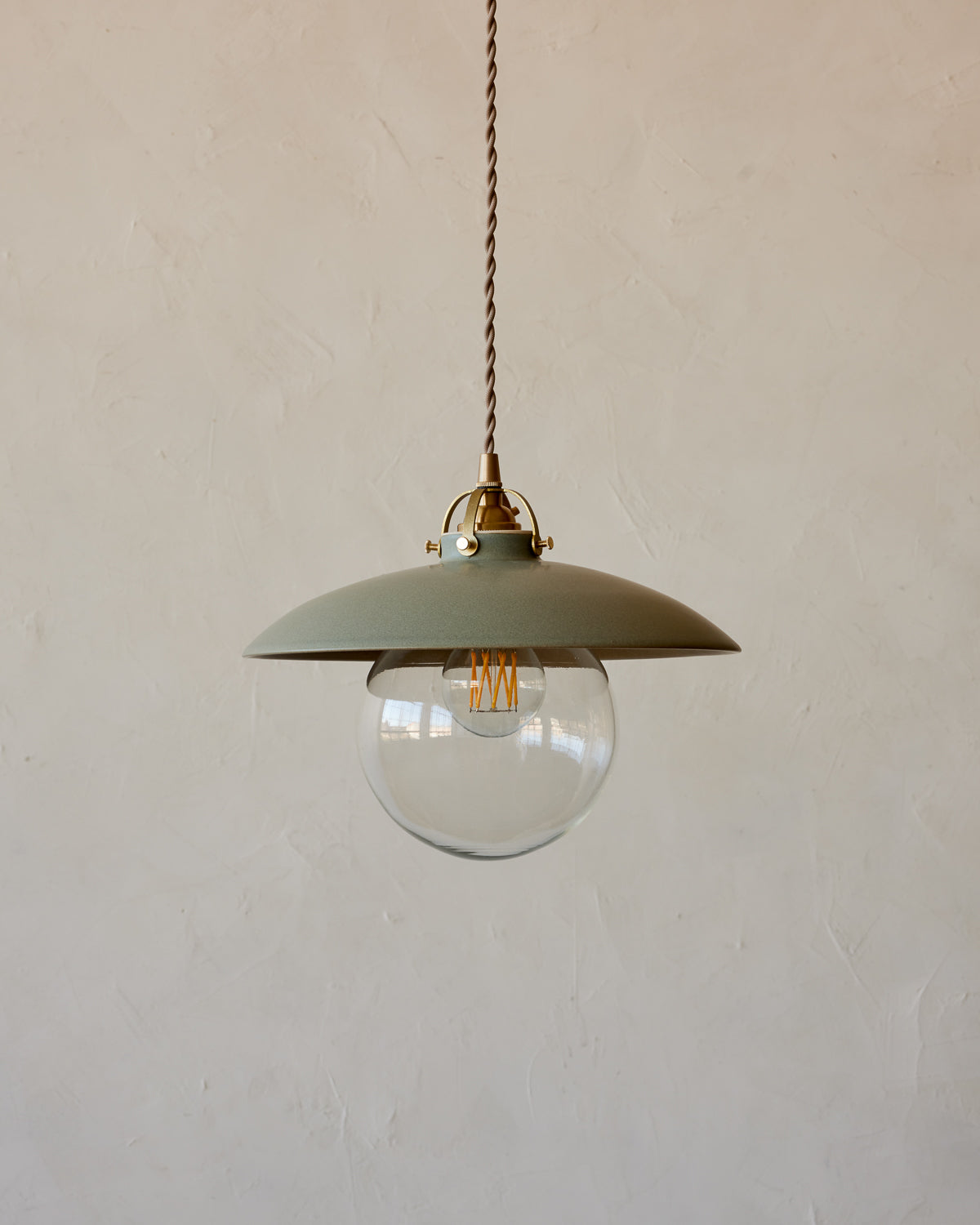 #shade-finish_olivine ceramic #Cord-Color---Glass_Beige Cord - Clear Globe