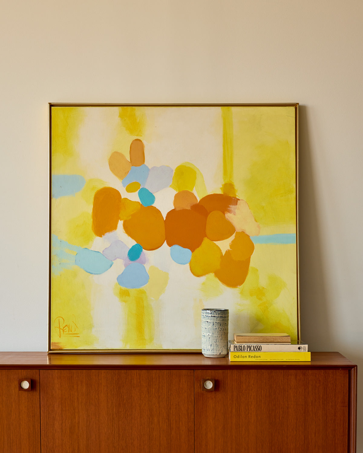 Yellow Abstract in Gold Frame