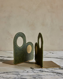 Agatha Brass and Leather Bookends