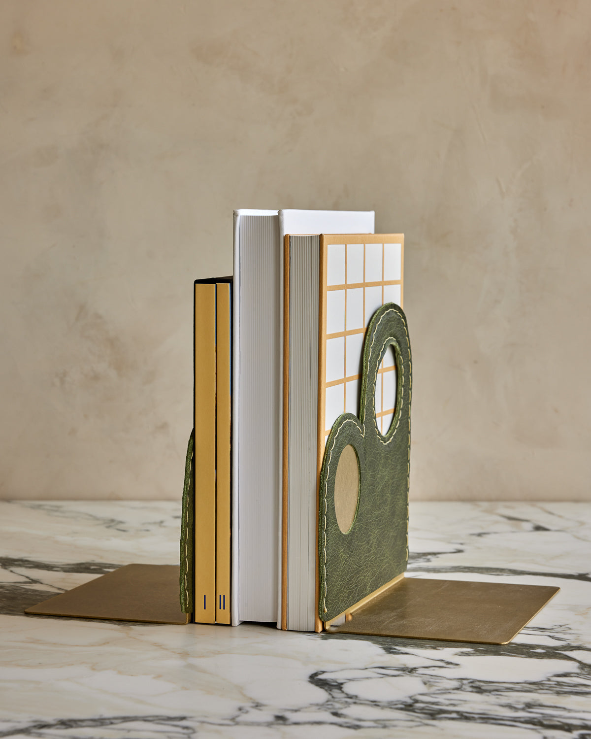 Agatha Brass and Leather Bookends Gift