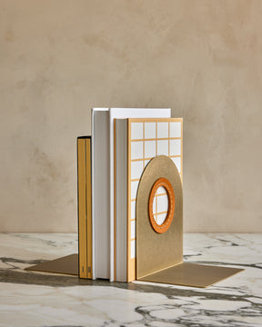 Spencer Brass and Leather Bookends