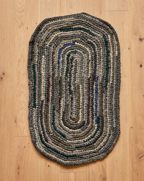 Olly's Oval Rag Rug - Gray with Green
