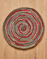 Olly's Circular Rag Rug - Red with Gray