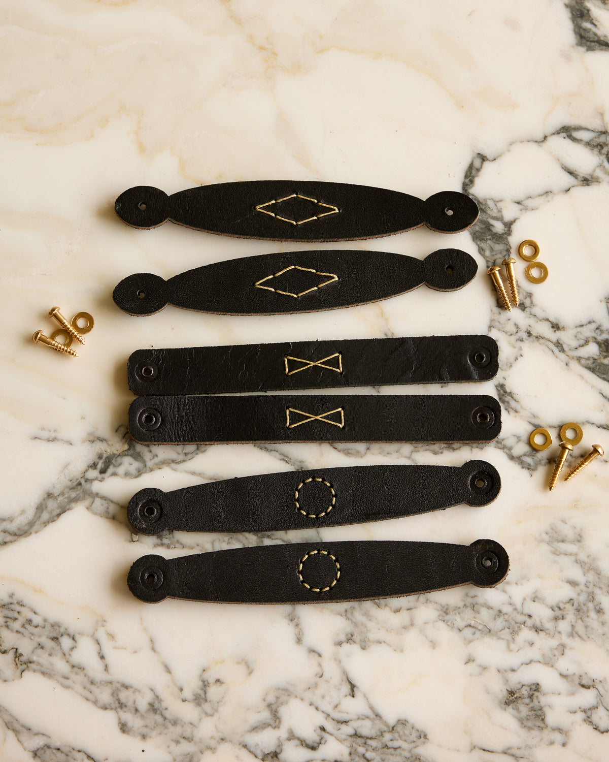 Leather Hardware Pull - Black (Roger