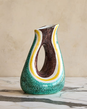 Italian Striped Ceramic Pitcher