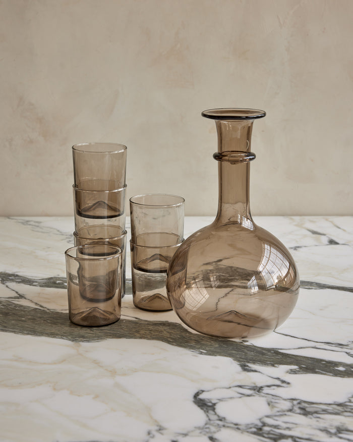 Round Bottom Glass Decanter - Smoke