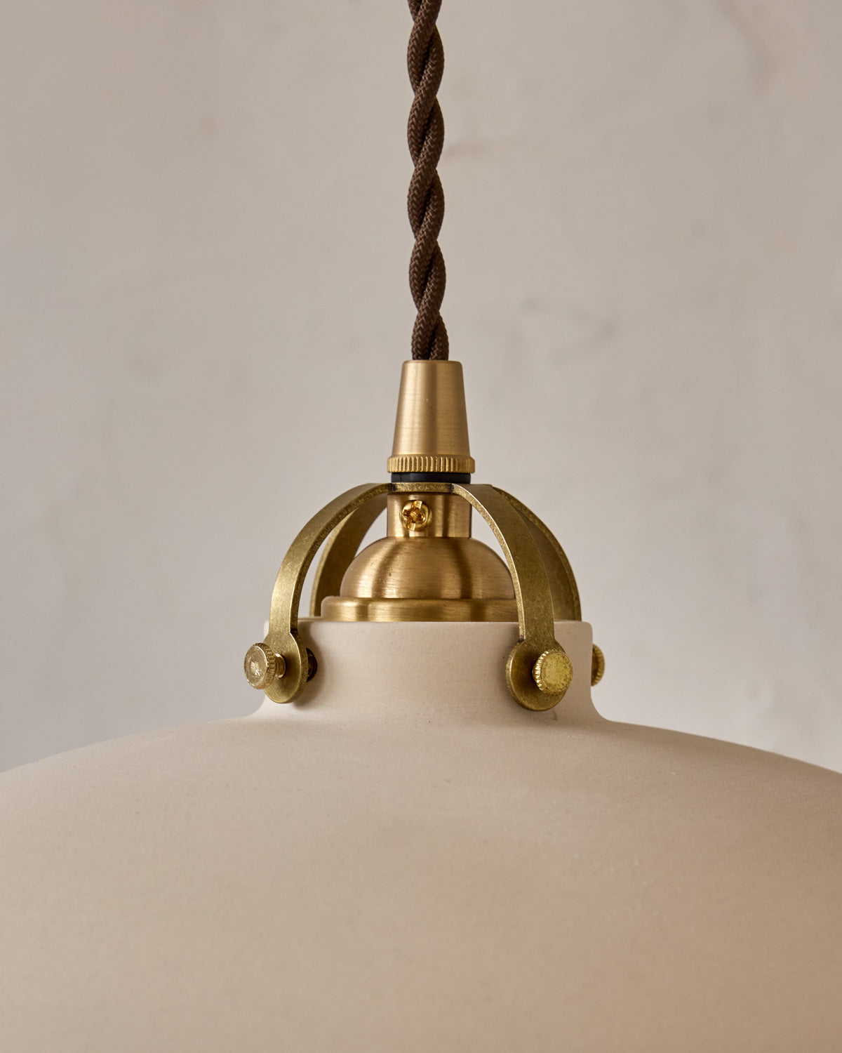 #shade-finish_biscuit ceramic #Cord-Color---Glass_Brown Cord - White Globe