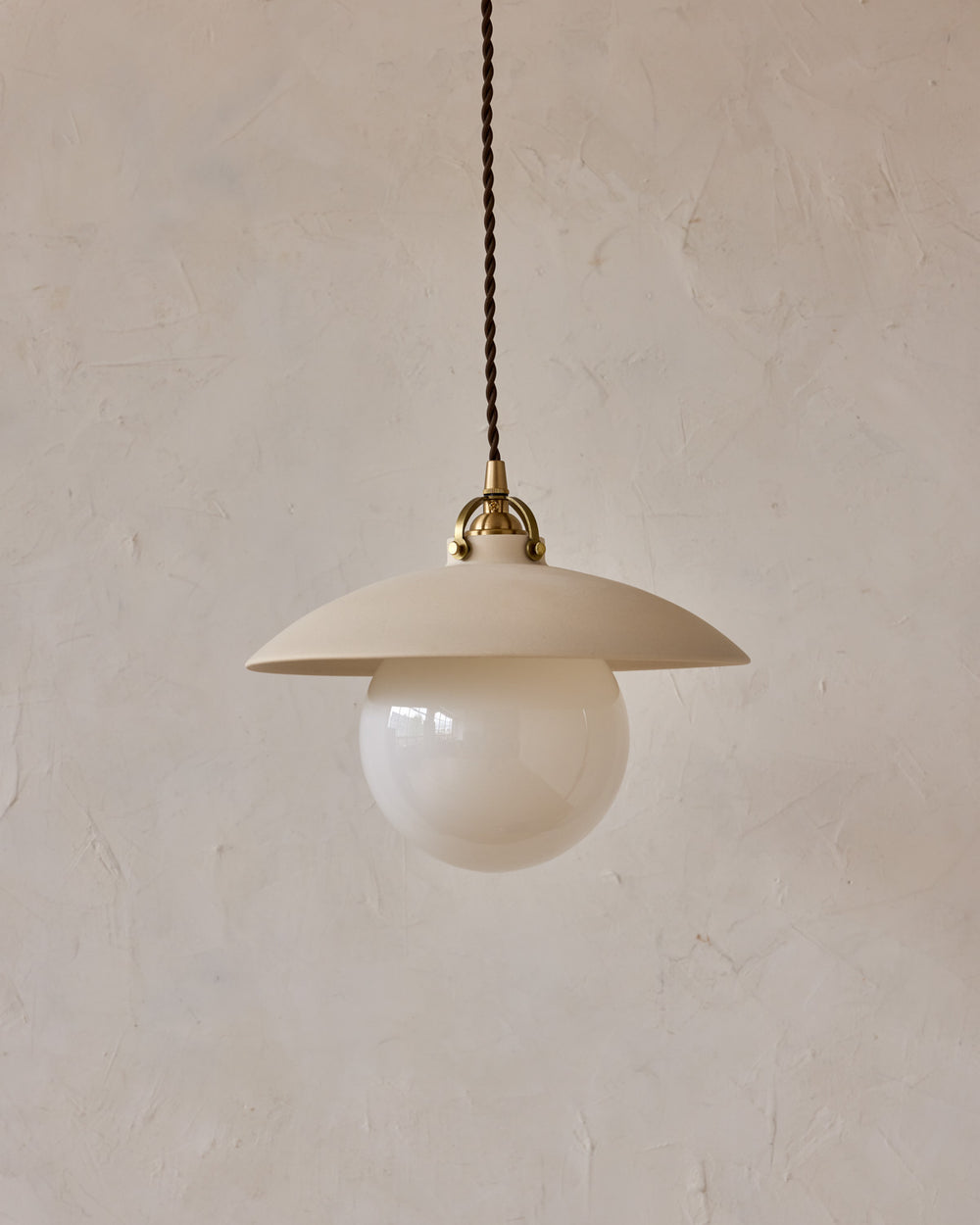 #shade-finish_biscuit ceramic #Cord-Color---Glass_Brown Cord - White Globe