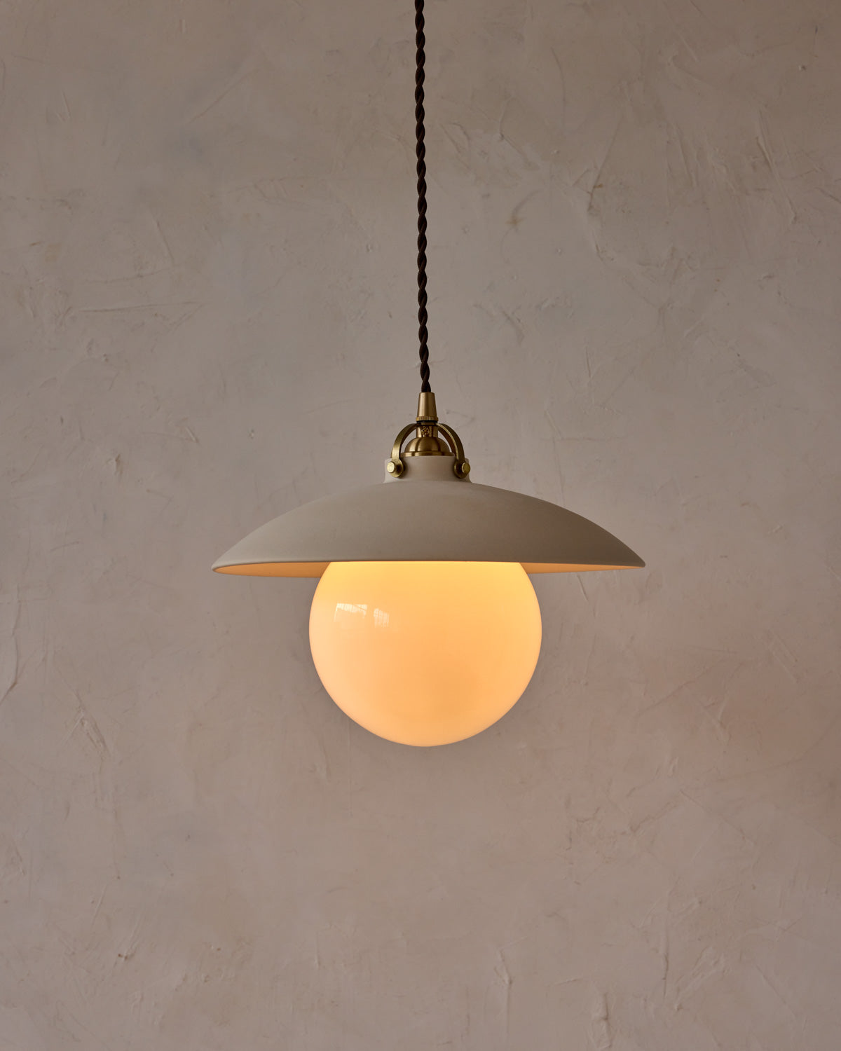 #shade-finish_biscuit ceramic #Cord-Color---Glass_Brown Cord - White Globe