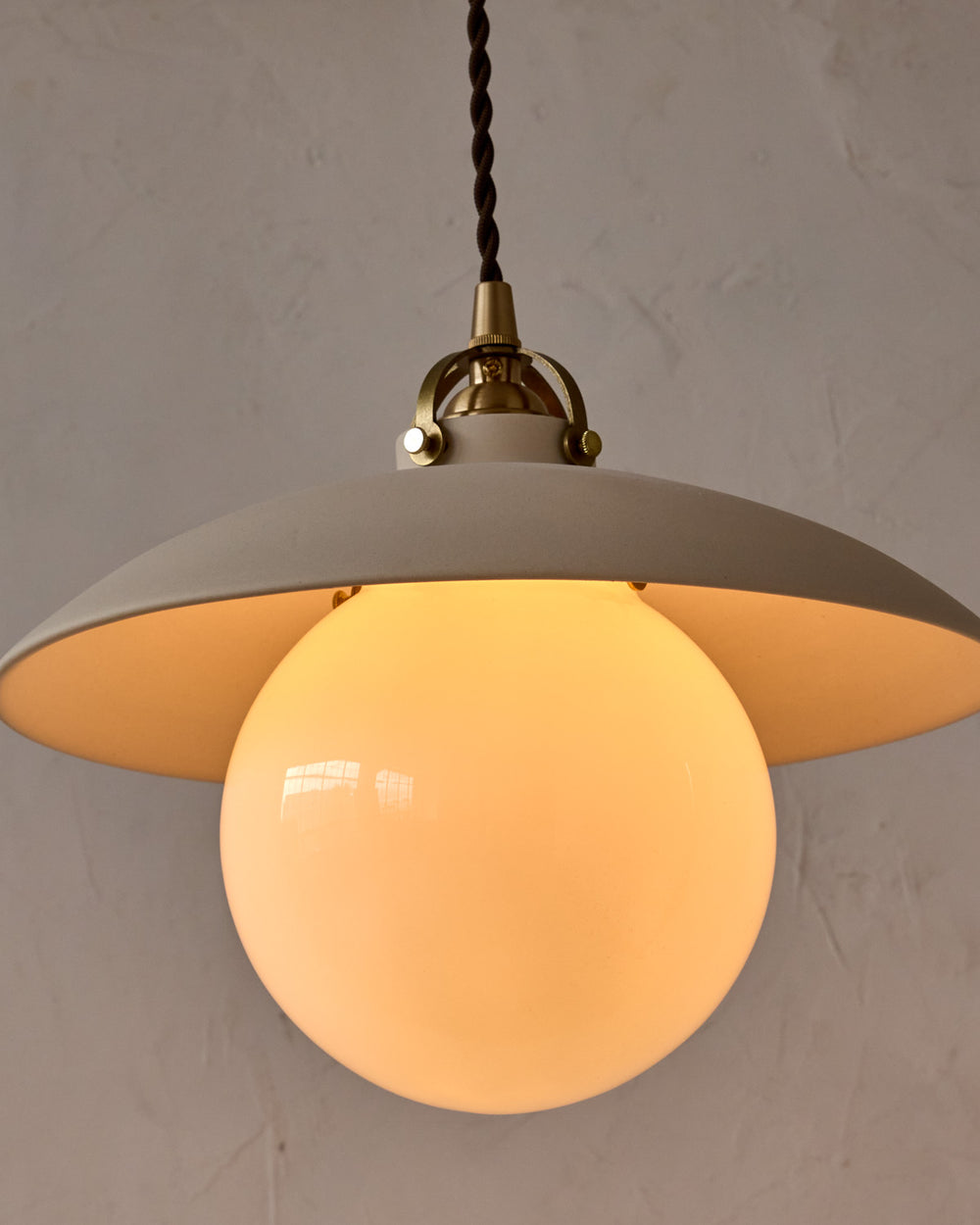 #shade-finish_biscuit ceramic #Cord-Color---Glass_Brown Cord - White Globe
