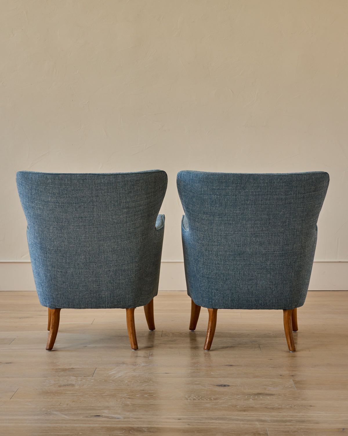Pair of Blue Wingback Easy Chairs