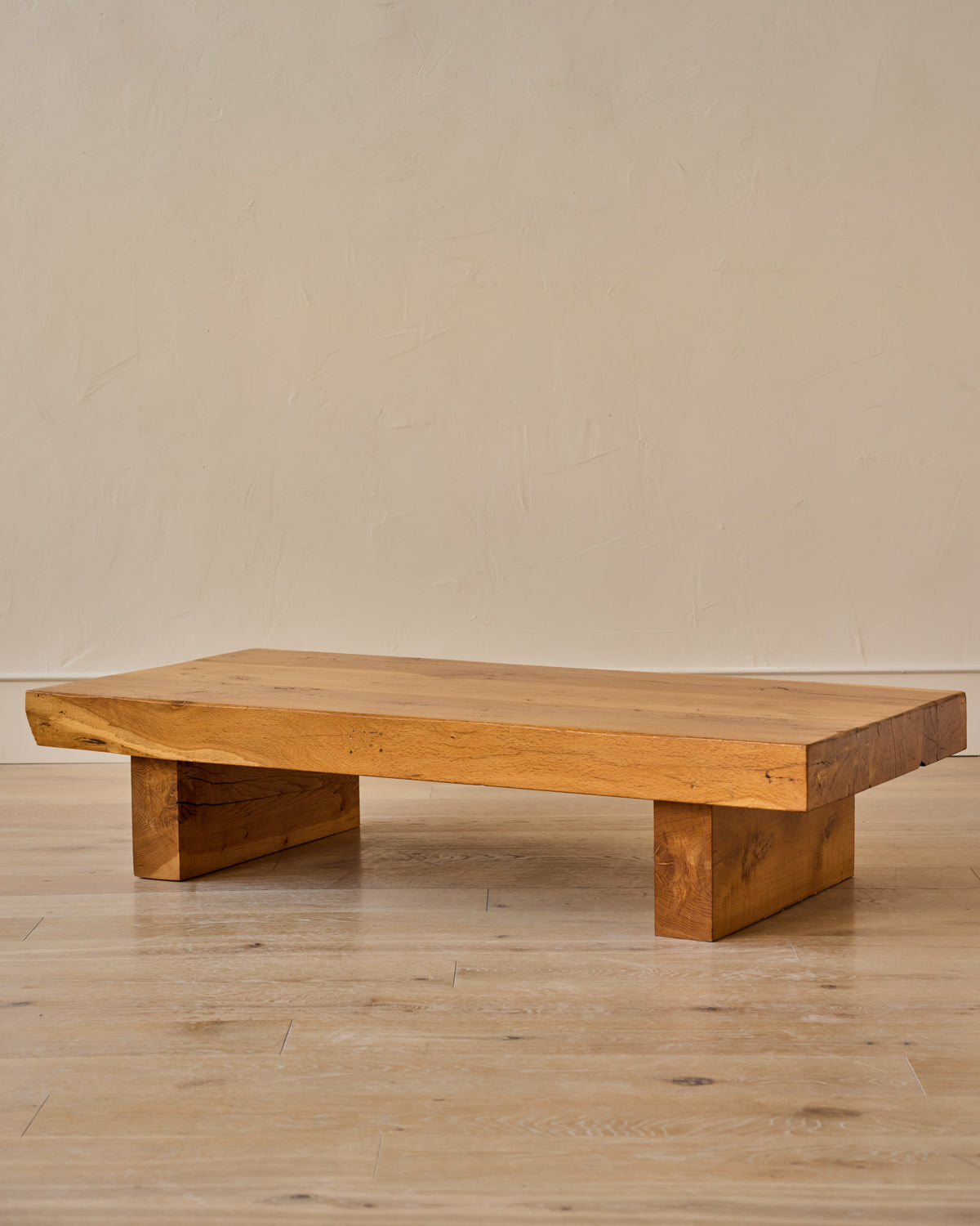 Brutalist Oak Rectangular Coffee Table