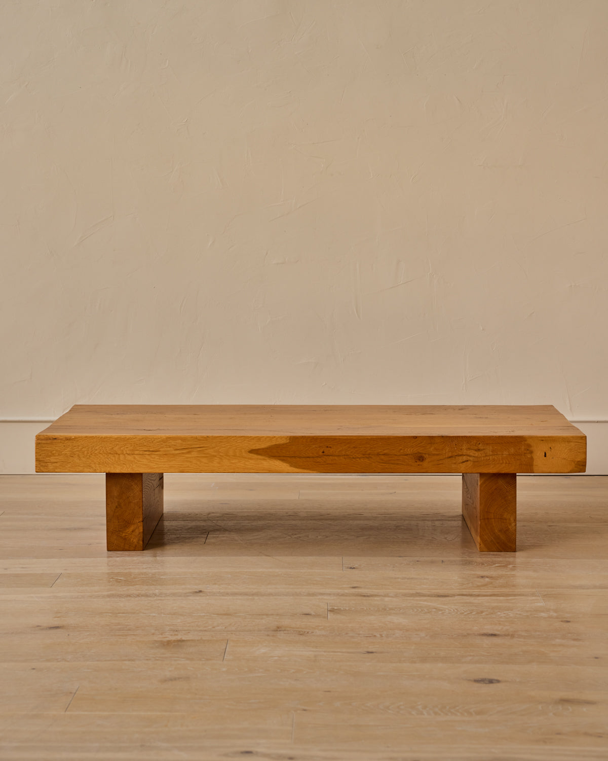 Brutalist Oak Rectangular Coffee Table