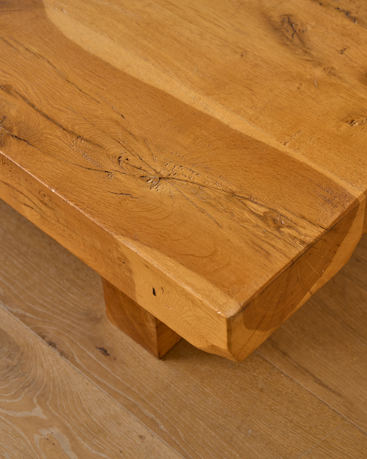 Brutalist Oak Rectangular Coffee Table