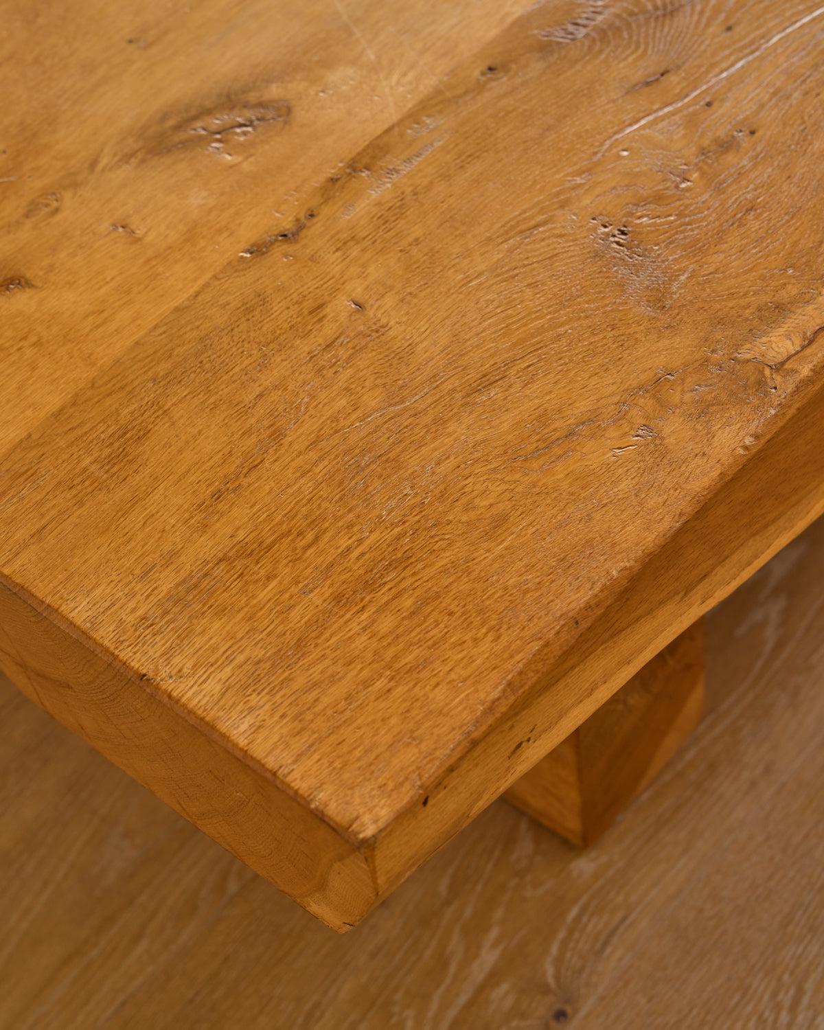 Brutalist Oak Rectangular Coffee Table