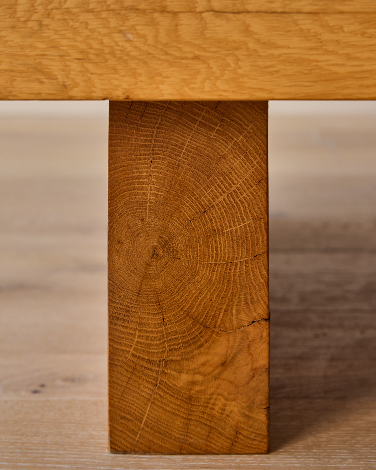 Brutalist Oak Rectangular Coffee Table
