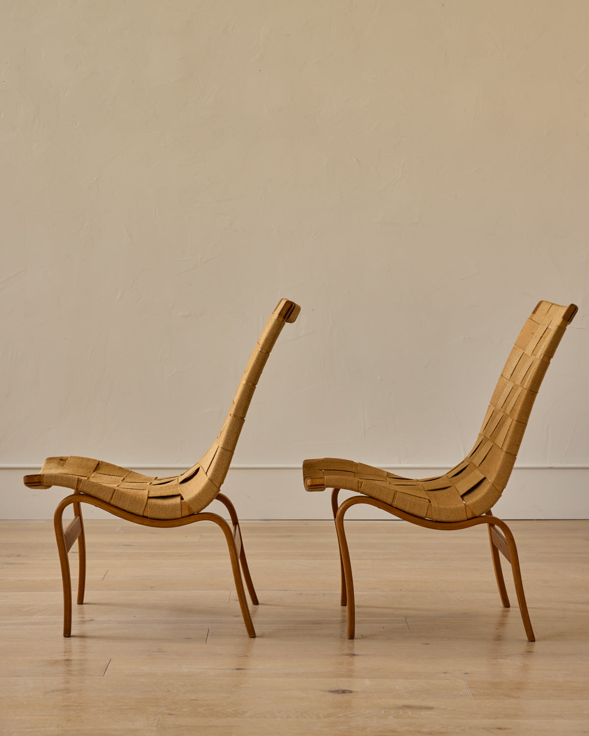 Pair of 'Eva' Beech Easy Chairs