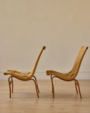 Pair of 'Eva' Beech Easy Chairs