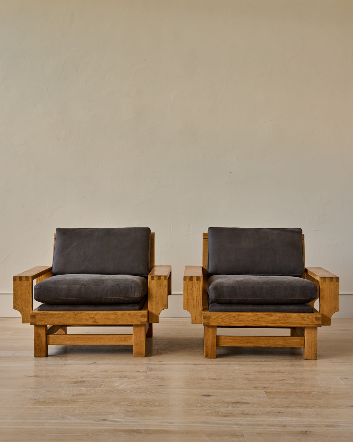 Pair of Oak Lounge Chairs