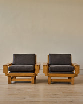 Pair of Oak Lounge Chairs