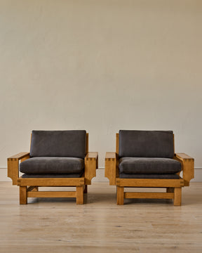 Pair of Oak Lounge Chairs