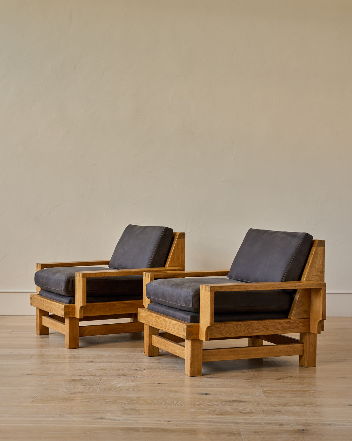 Pair of Oak Lounge Chairs
