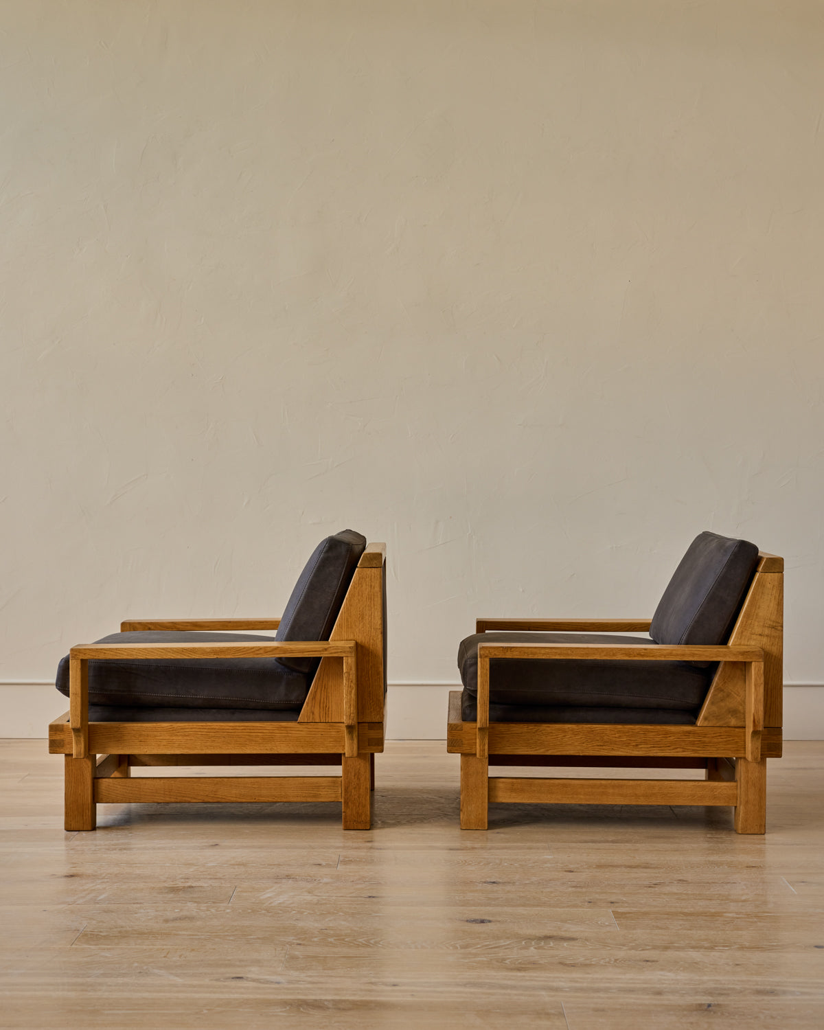 Pair of Oak Lounge Chairs