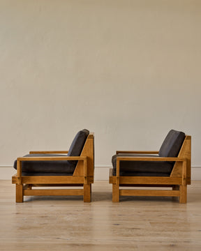 Pair of Oak Lounge Chairs