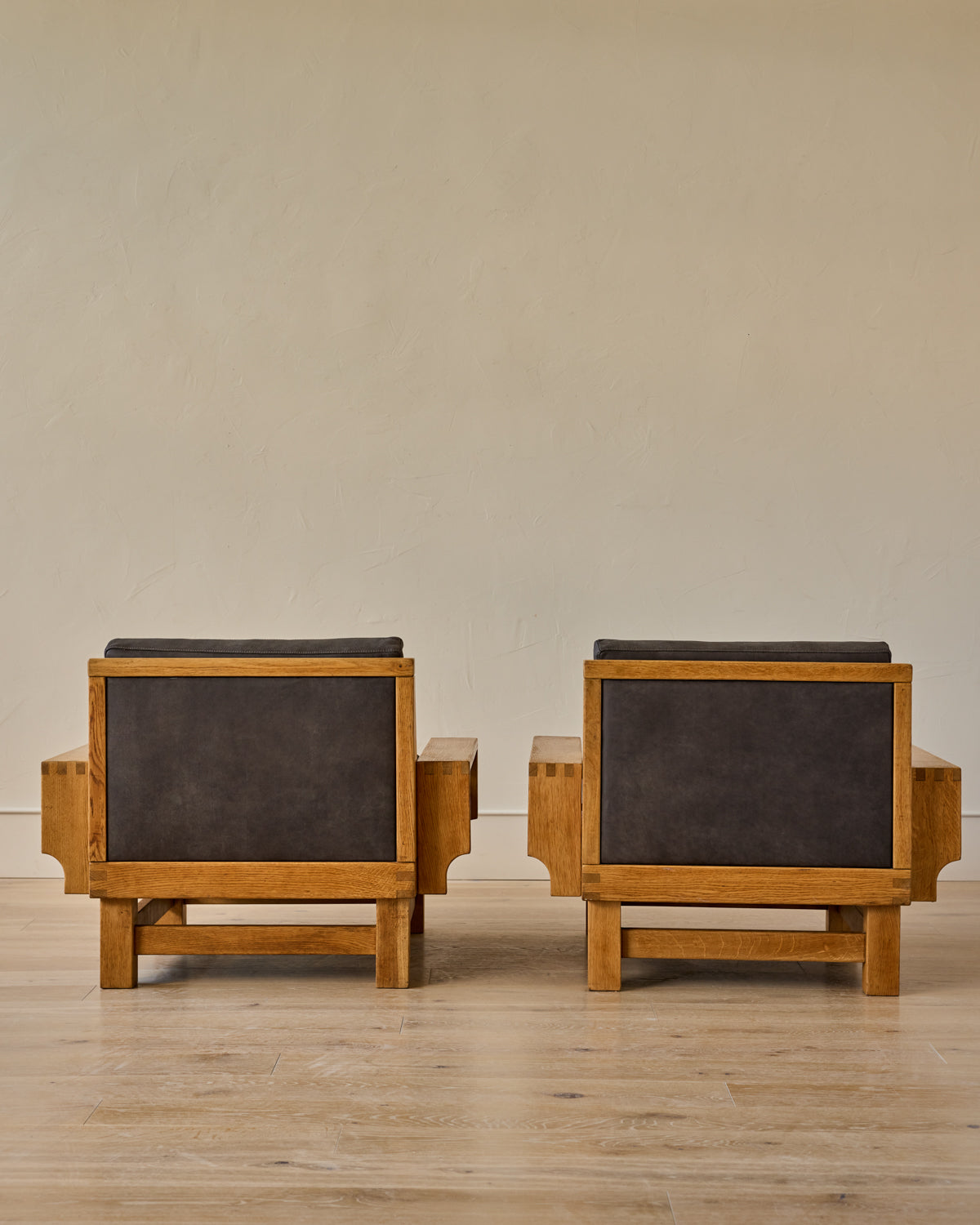 Pair of Oak Lounge Chairs