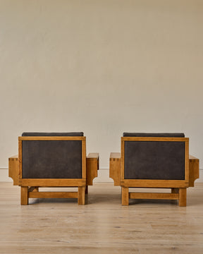 Pair of Oak Lounge Chairs