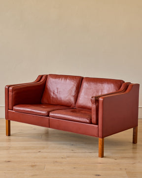 Red 2-Seater Leather Sofa - II