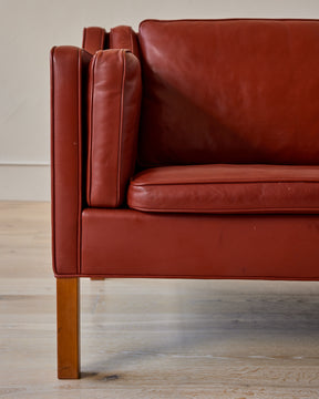 Red 2-Seater Leather Sofa - II