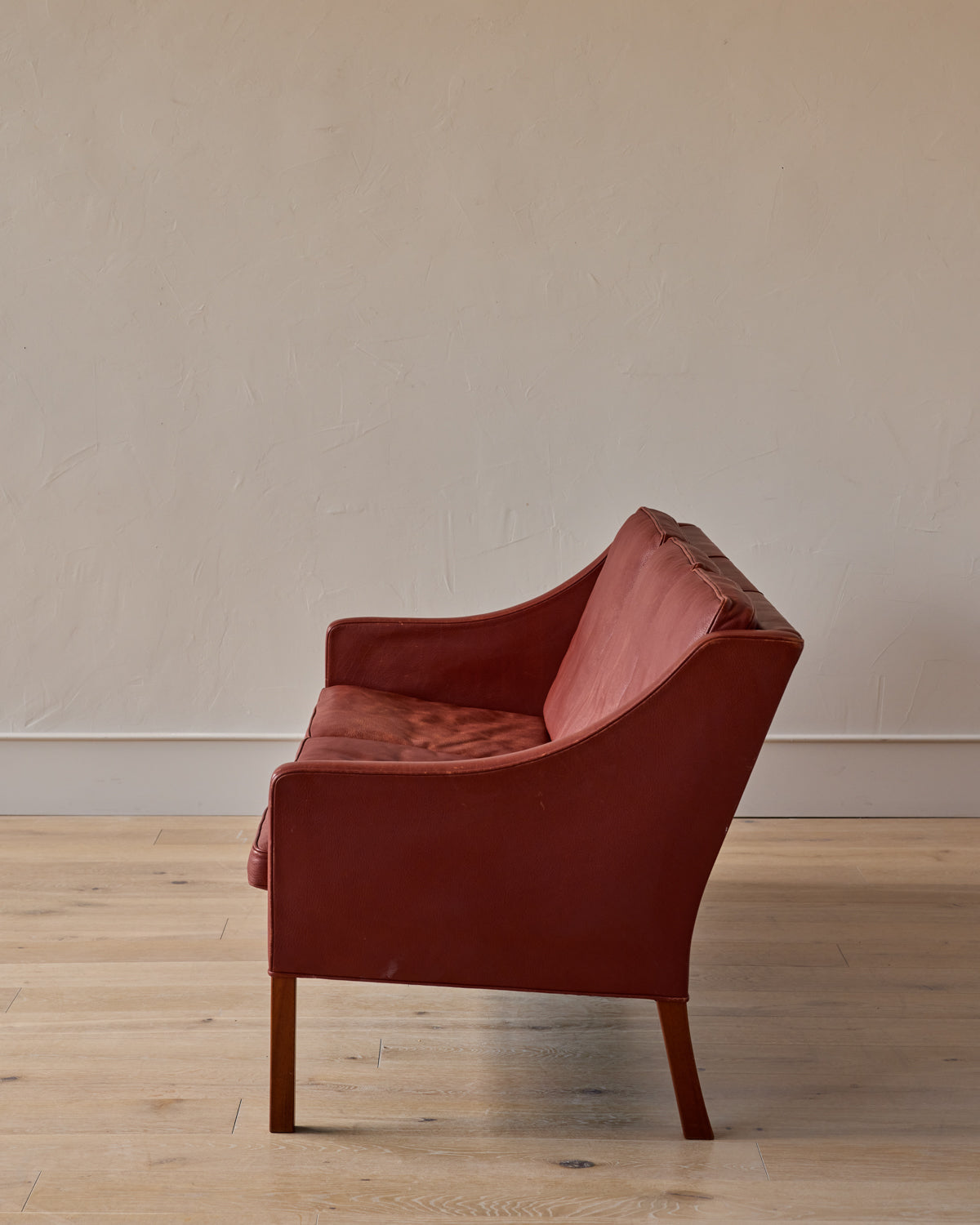 Red Leather 3-Seater Sofa