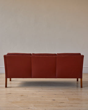 Red Leather 3-Seater Sofa