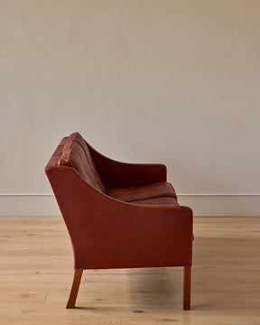 Red Leather 3-Seater Sofa