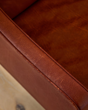 Red Leather 3-Seater Sofa