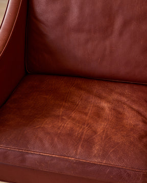 Red Leather 3-Seater Sofa