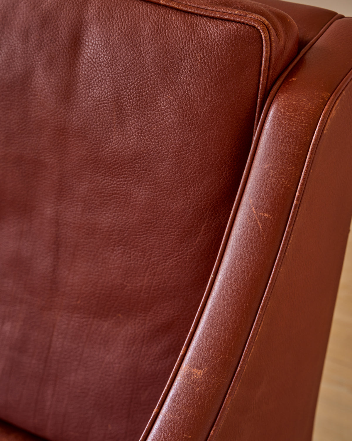 Red Leather 3-Seater Sofa