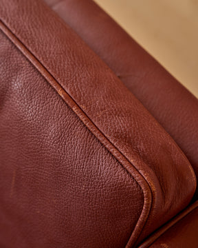 Red Leather 3-Seater Sofa