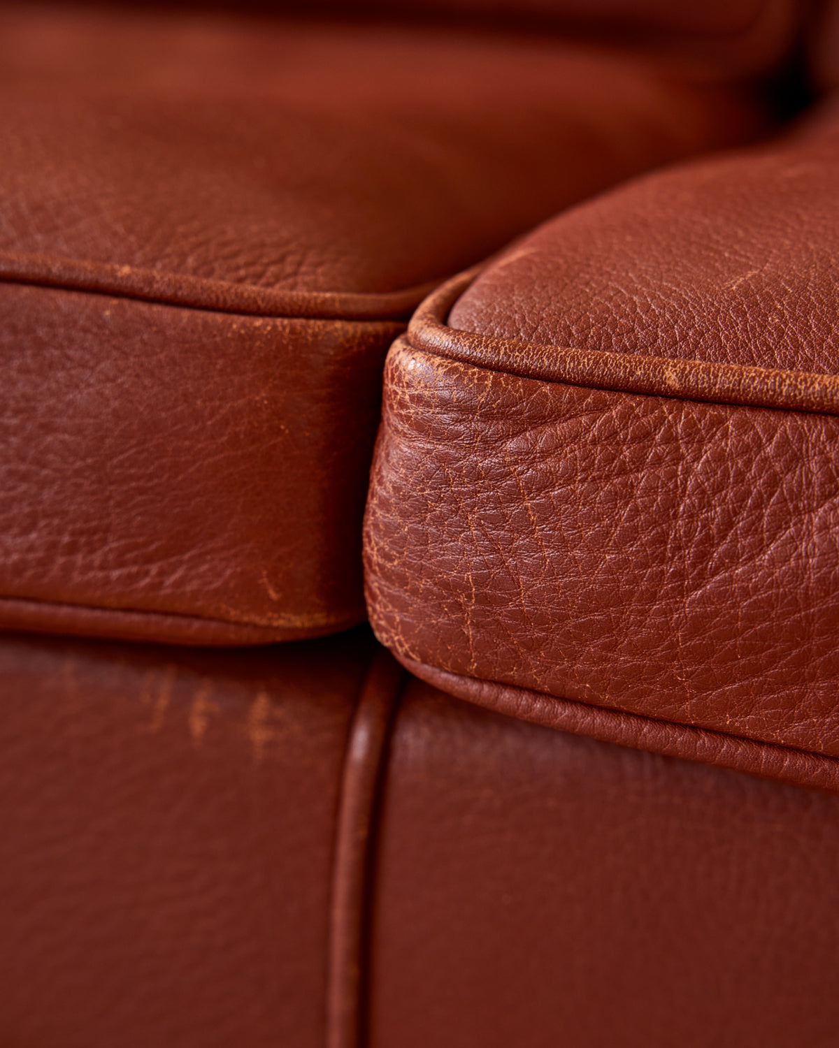 Red Leather 3-Seater Sofa