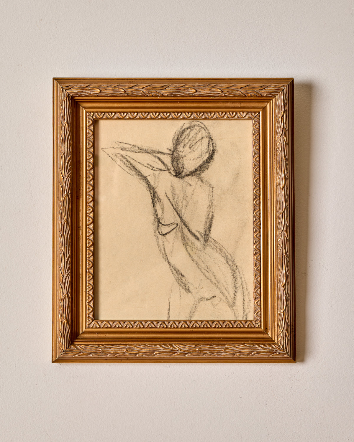 Leaning Figure Study in Charcoal