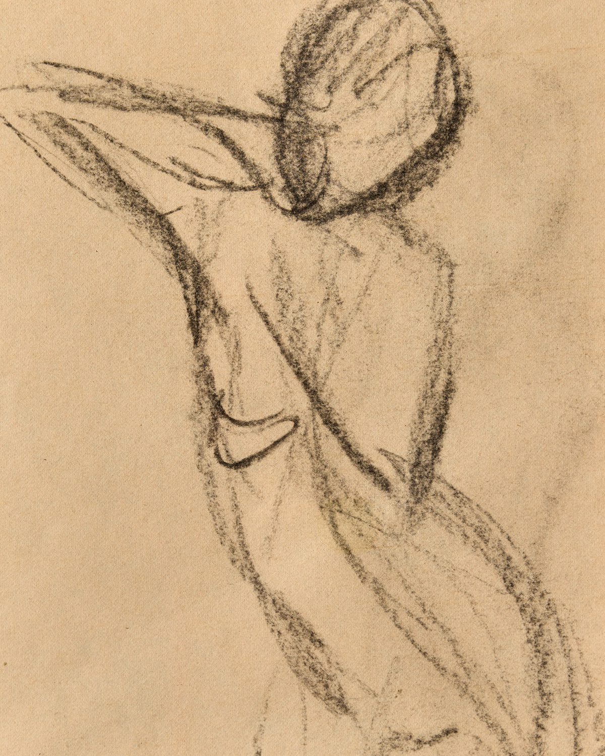 Leaning Figure Study in Charcoal