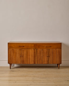 Mid-Century Fluted Walnut Sideboard