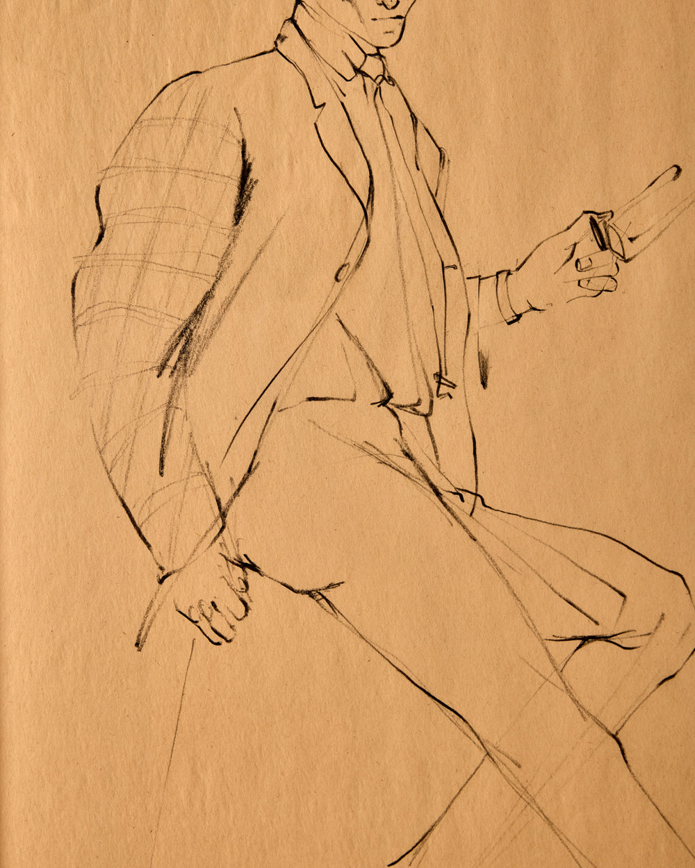 Suited Figure Study in Charcoal #2